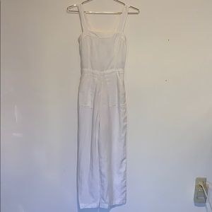 White linen overall jumpsuit